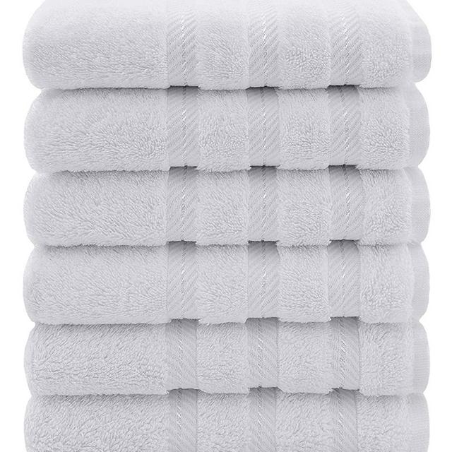 American Soft Linen Luxury Hotel & Spa Quality, 100% Turkish Genuine Cotton, 16x28 Inches 6-Piece Hand Towel Set for Maximum Softness & Absorbency, Dry Quickly - Bright White