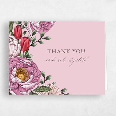 Cotton Candy Pink Wedding Thank You - Granger Landscape