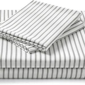 FreshCulture King Size Sheets Set - Ultra Soft Striped Microfiber Sheets - Deep Pockets up to 16" - Easy Care - Hotel Luxury 4 Piece Set, Stripe Grey