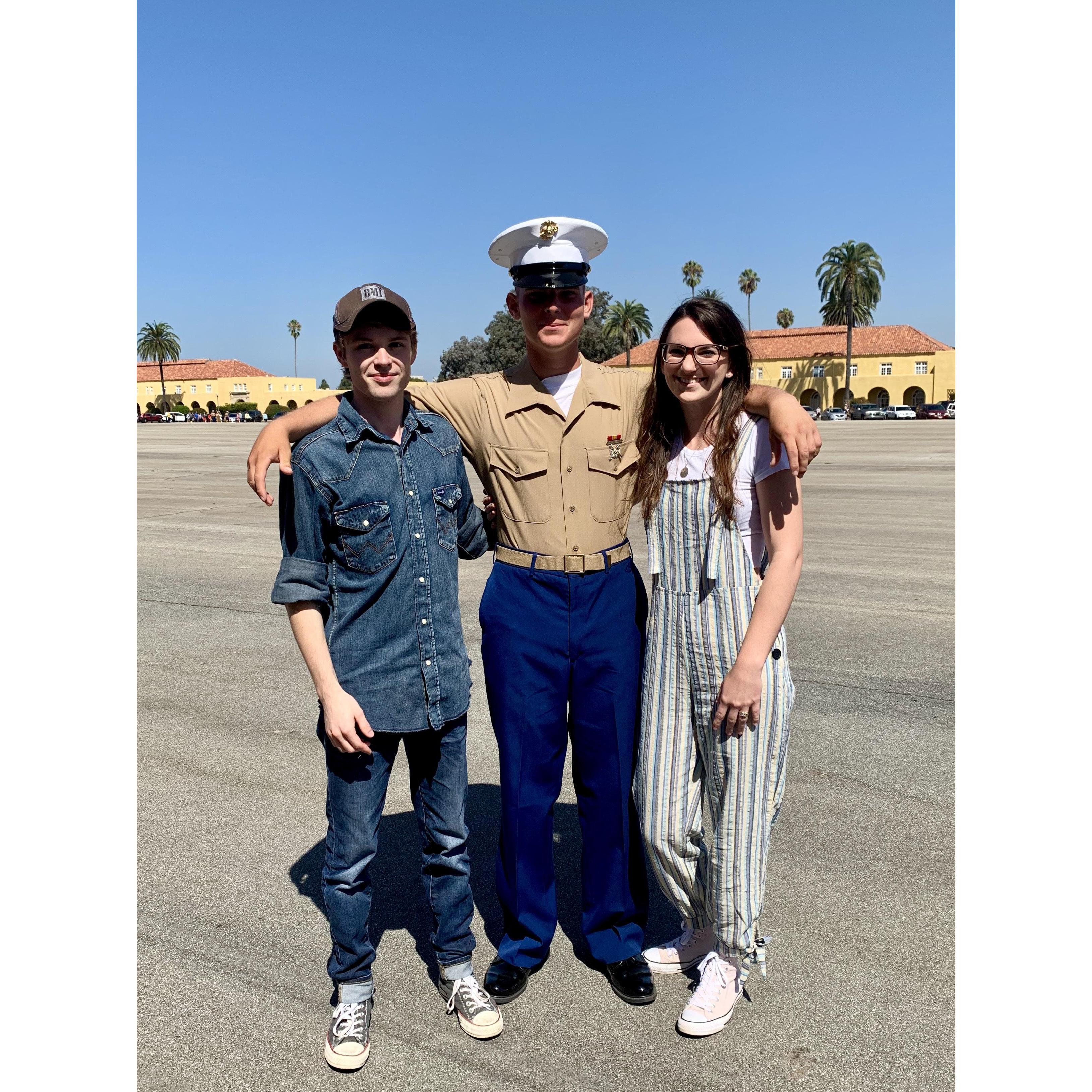 With my baby bro after he graduated Marine boot camp in San Diego.