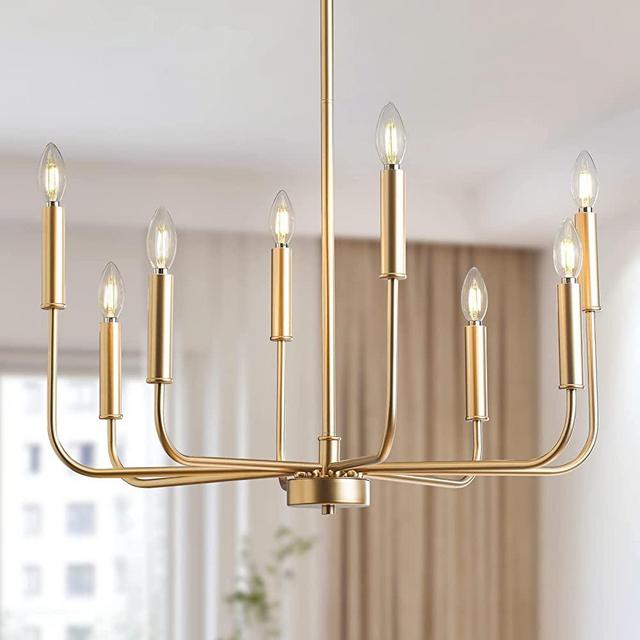 YEDAORL Gold Chandelier, Modern Chandeliers Adjustable Height Ceiling Light Hanging Pendant Lighting Fixture for Dining Room Bedroom Living Room Kitchen Island Foyer
