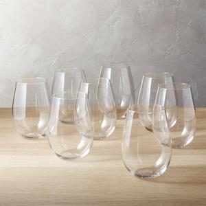 set of 8 true stemless wine glasses