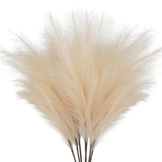 ZIFTY 7-Pcs 3.1FT Artificial Pampas Grass Large Tall Fluffy Faux Bulrush Reed Grass for Vase Filler Living Room Kitchen Boho Decor (Beige)