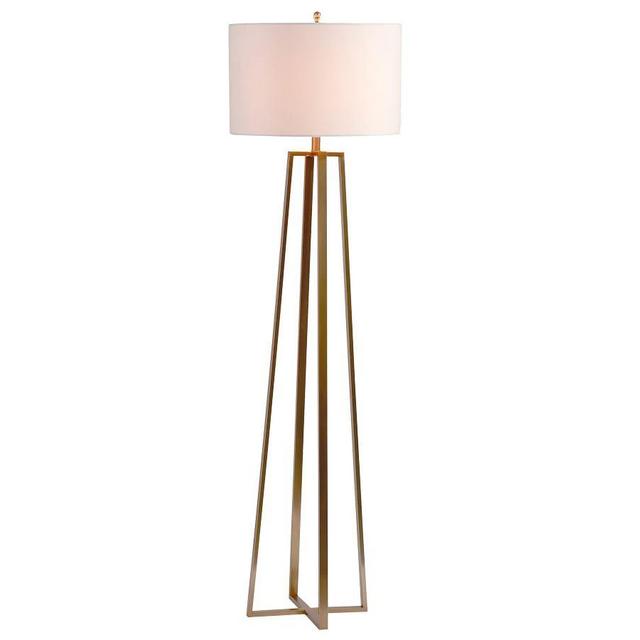 Carter Metal 58" Floor Lamp, Champange Brass with Ivory Shade