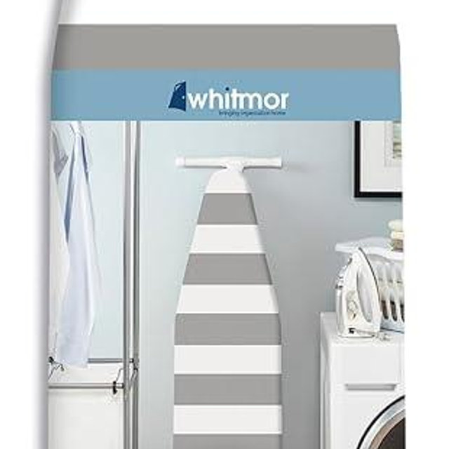 Whitmor Ironing Board Cover with Pad, Paloma Gray Stripe, Cotton, 54"L x 13"W x 0.25"H