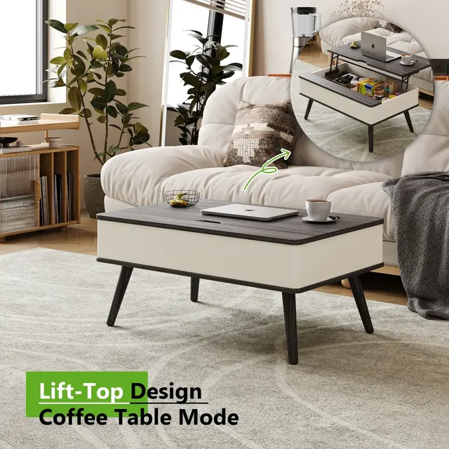 40'' Wood Lift Top Coffee Table with Hidden Storage - Tree City