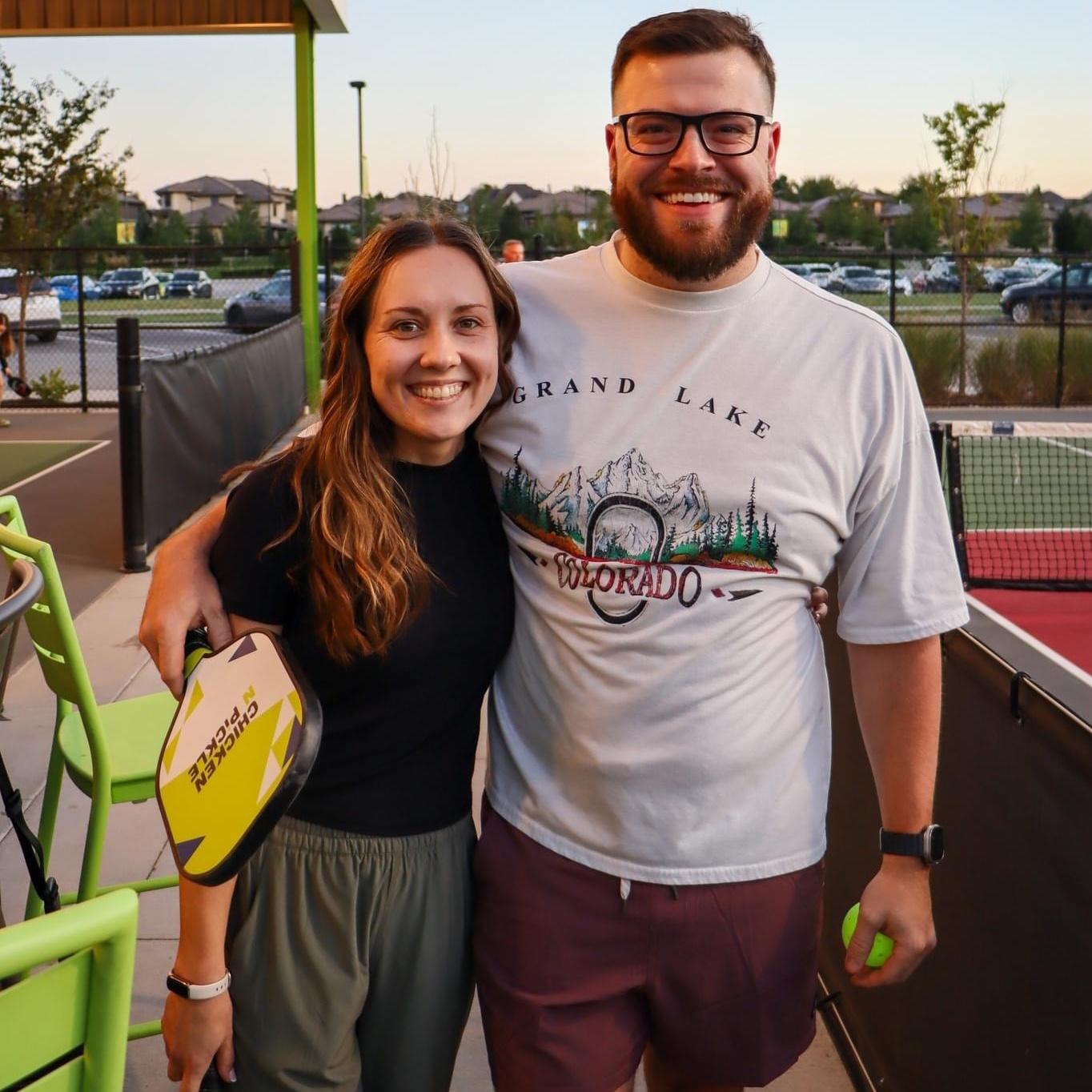 Mitchel has been teaching Ellie to play pickleball!