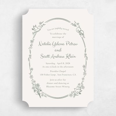 Beige Ticket Wedding Invitation - Harper Portrait