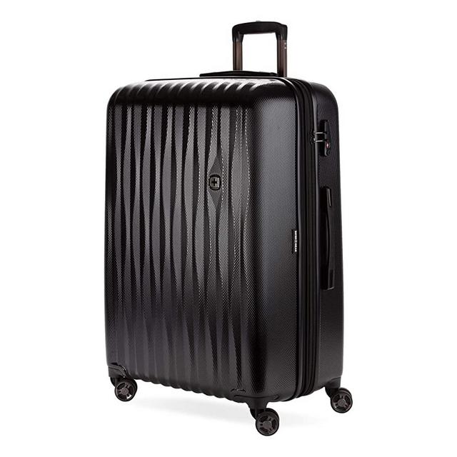 SWISSGEAR 7272 Energie Hardside Polycarbonate Spinner, Large Checked Luggage - Black
