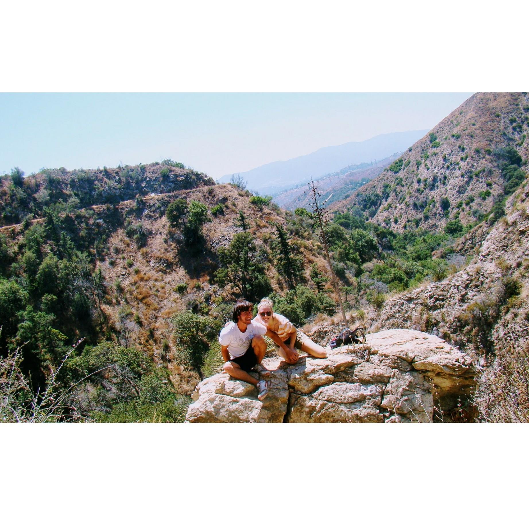 Quick! We used a 10 second timer to take this picture on our hike to a waterfall in the San Gabriel Mountains.