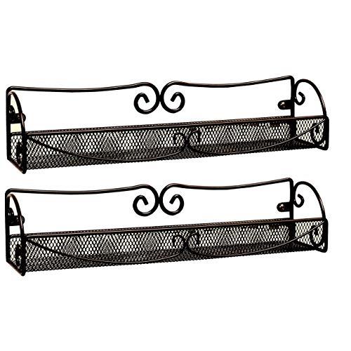 DecoBros 2 Pack Wall Mount Single Tier Mesh Spice Rack, Bronze