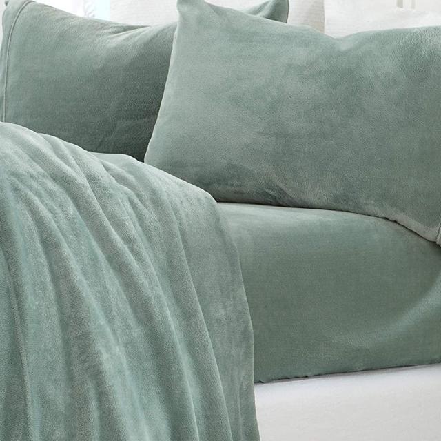 Micro Fleece Extra Soft Cozy Velvet Plush Sheet Set. Deluxe Bed Sheets with Deep Pockets. Velvet Luxe Collection (Queen, Jade)