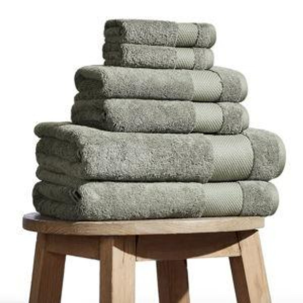 BIOWEAVES 100% Organic Cotton Bath Towel Set | 700 GSM Plush 6-Piece Premium Towel Set GOTS Certified, 2 Bath Towels, 2 Hand Towels & 2 Washcloths - Sage