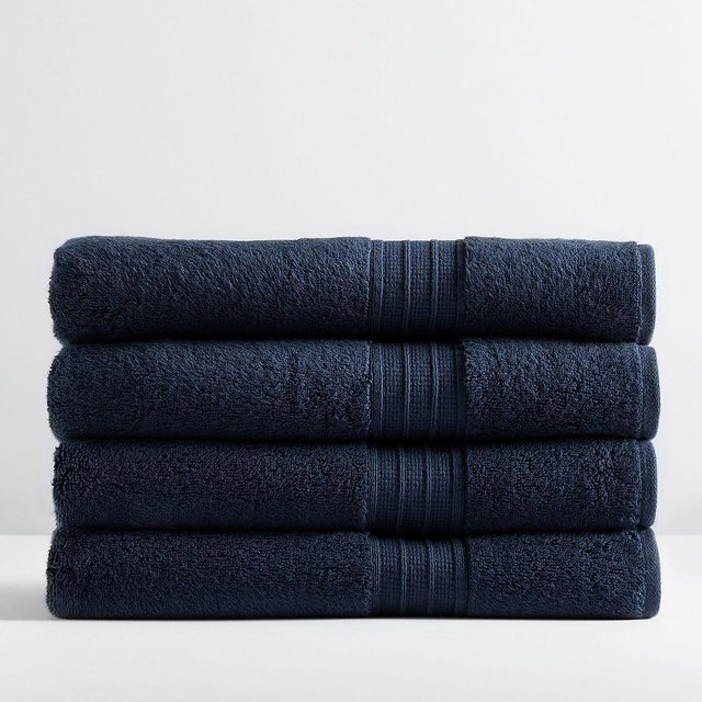 Navy Hydrocotton Organic Bath Towels, Set of 4