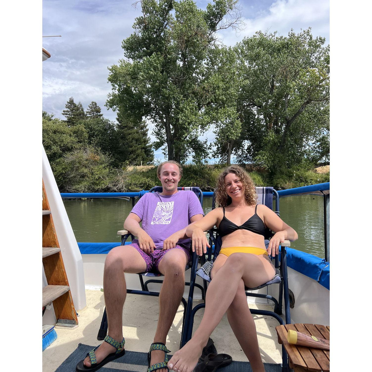 Enjoying a day on Hannah's Aunt Kate & Uncle Tom's boat