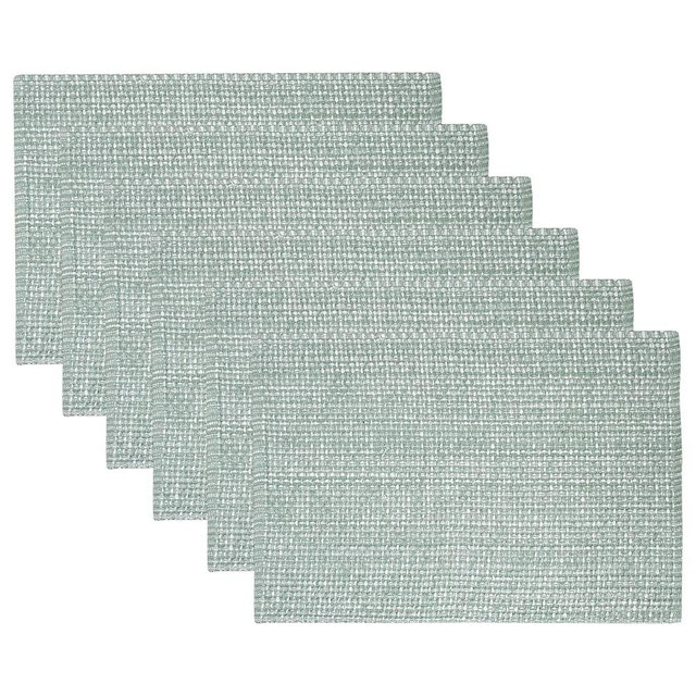 Sweet Home Collection 100% Cotton Placemats for Dining Room Rectangle Two Tone Woven Fabric 13" x 19" Soft Durable Table Mat Set, Set of 6, Pale Green