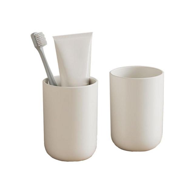 waipwaip White Toothbrush Cup, Bathroom Cup, Unbreakable Toothbrush Holders for Bathroom, Reusable Plastic Cups for Drinking, Dishwasher Safe,11 Oz, 2 PCS(White&White)
