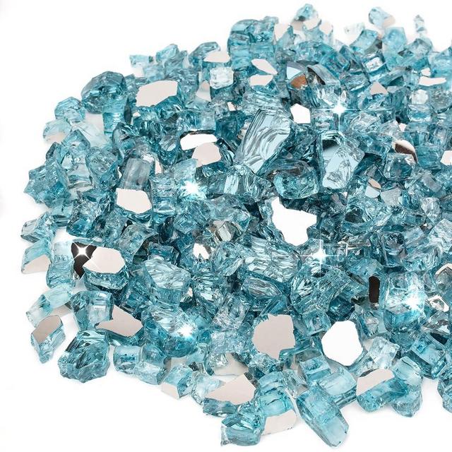 Stanbroil 10-Pound Fire Glass - 1/2 inch Reflective Tempered Fire Glass for Fireplace Fire Pit, Aqua Blue Reflective