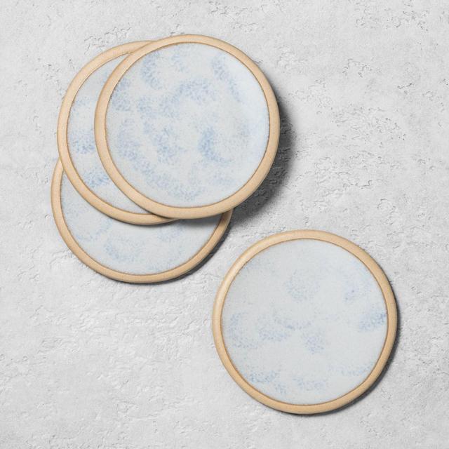 4pk Stoneware Reactive Exposed Rim Coaster Set Blue - Hearth & Hand™ with Magnolia