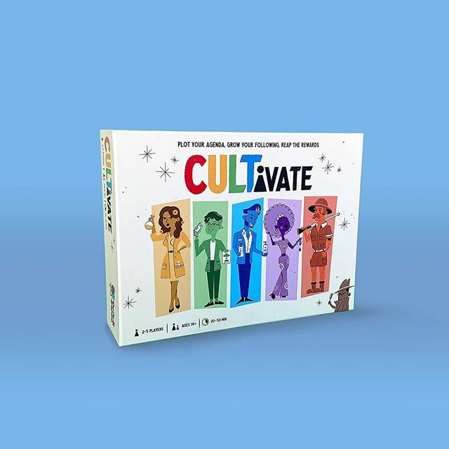 Cultivate Board Game | Award-Winning | Satirical Cult Leaders | Casual Board Game | Take-That | Ages 14+ | for 2-5 Players | 20-50 Min Playtime | Made by Pops & Bejou Games