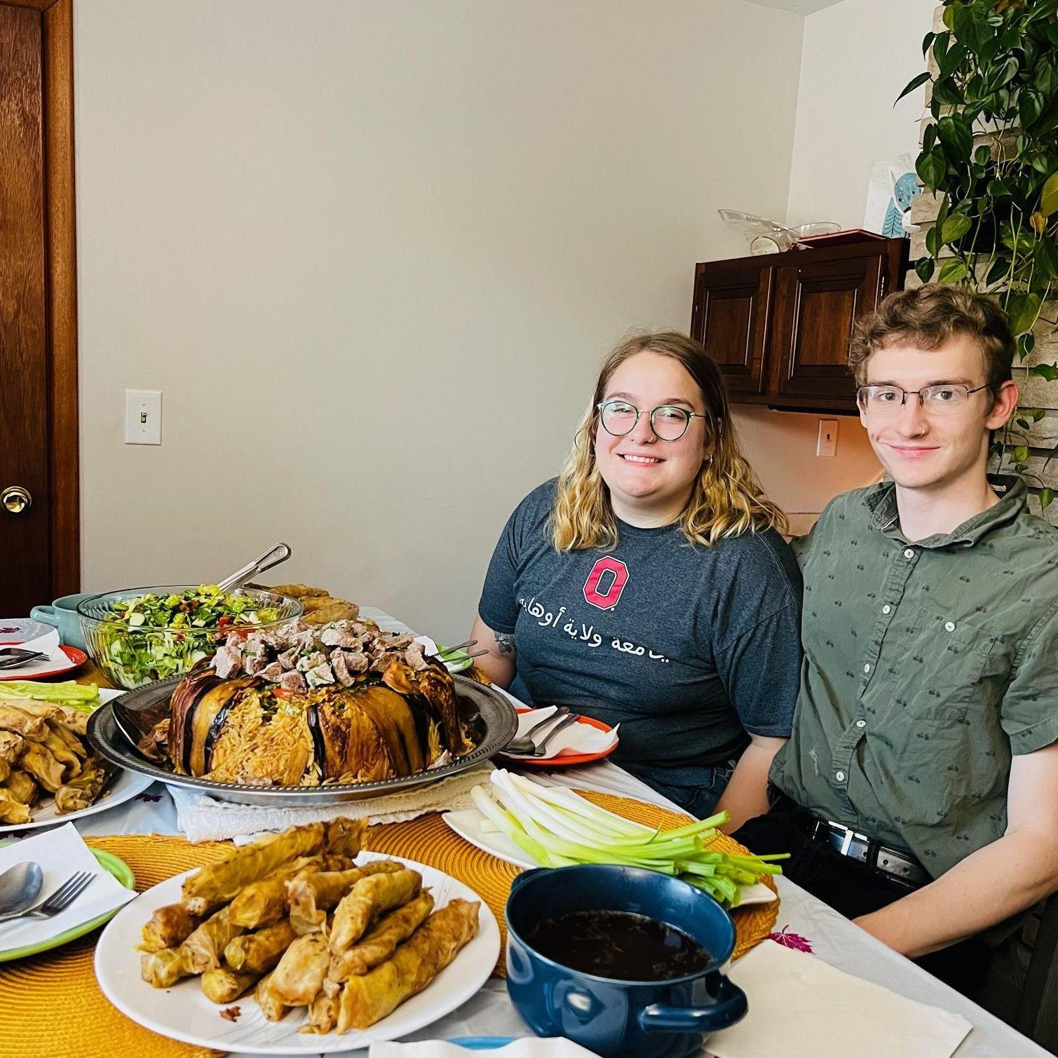 Celebrating one of our last nights in Ohio with family friends, the Khalifas, over home-cooked Syrian cuisine, July 2022