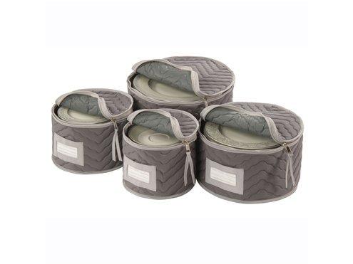 Richards Homewares Micro Fiber Deluxe Plate Case, Set of 4-Grey