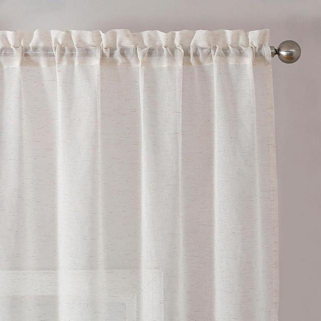 Aiyufeng Sheer Linen Curtains 84 Inches Long 2 Panels Set, Semi Transparent Voile Rod Pocket Linen Sheer Window Drapes for Bedroom Bed Canopy Dining Wedding Party Backdrop, 40W x 84L inch