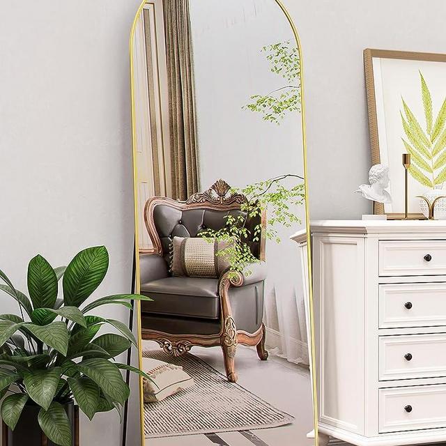 Antok Floor Mirror, 64"x21" Full Length Mirror with Stand, Arched Wall Mirror, Glassless Mirror Full Length, Gold Floor Mirror Freestanding, Wall Mounted Mirror for Bedroom Living Room, 64"x21"(Gold)