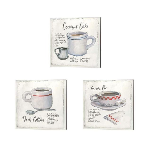 American Diner by Emily Adams, 3 Piece Canvas Art Set, 10 X 10 Inches Each, Kitchen Art