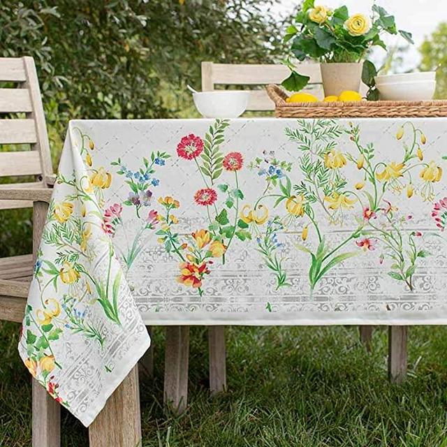 Benson Mills Indoor Outdoor Spillproof Tablecloth for Spring/Summer/Party/Picnic (Malaga, 60" X 104" Rectangular)
