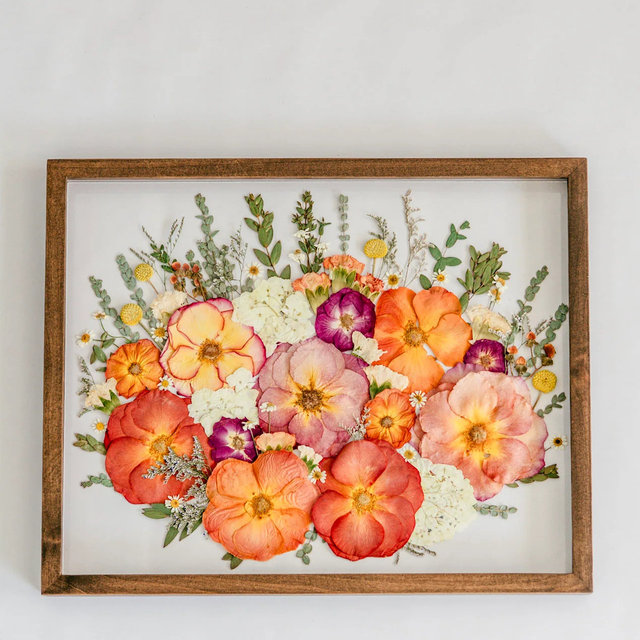 Pressed Frame - Bouquet Design (You Ship Your Flowers) - 16x20/ Espresso
