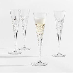 Antique Cut Glass Champagne Flutes - Set of 4