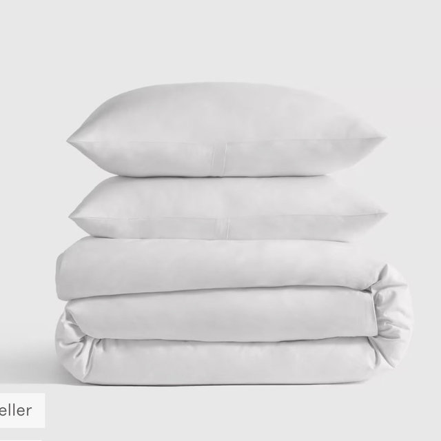 White Organic Crisp Percale Duvet Cover Set - Full/Queen