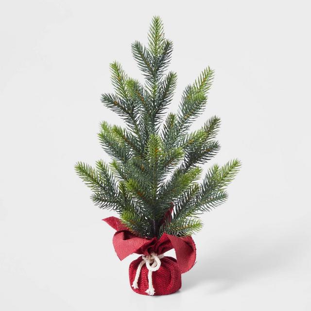 Small Christmas Tree Decorative Figurine with Red Burlap - Wondershop™