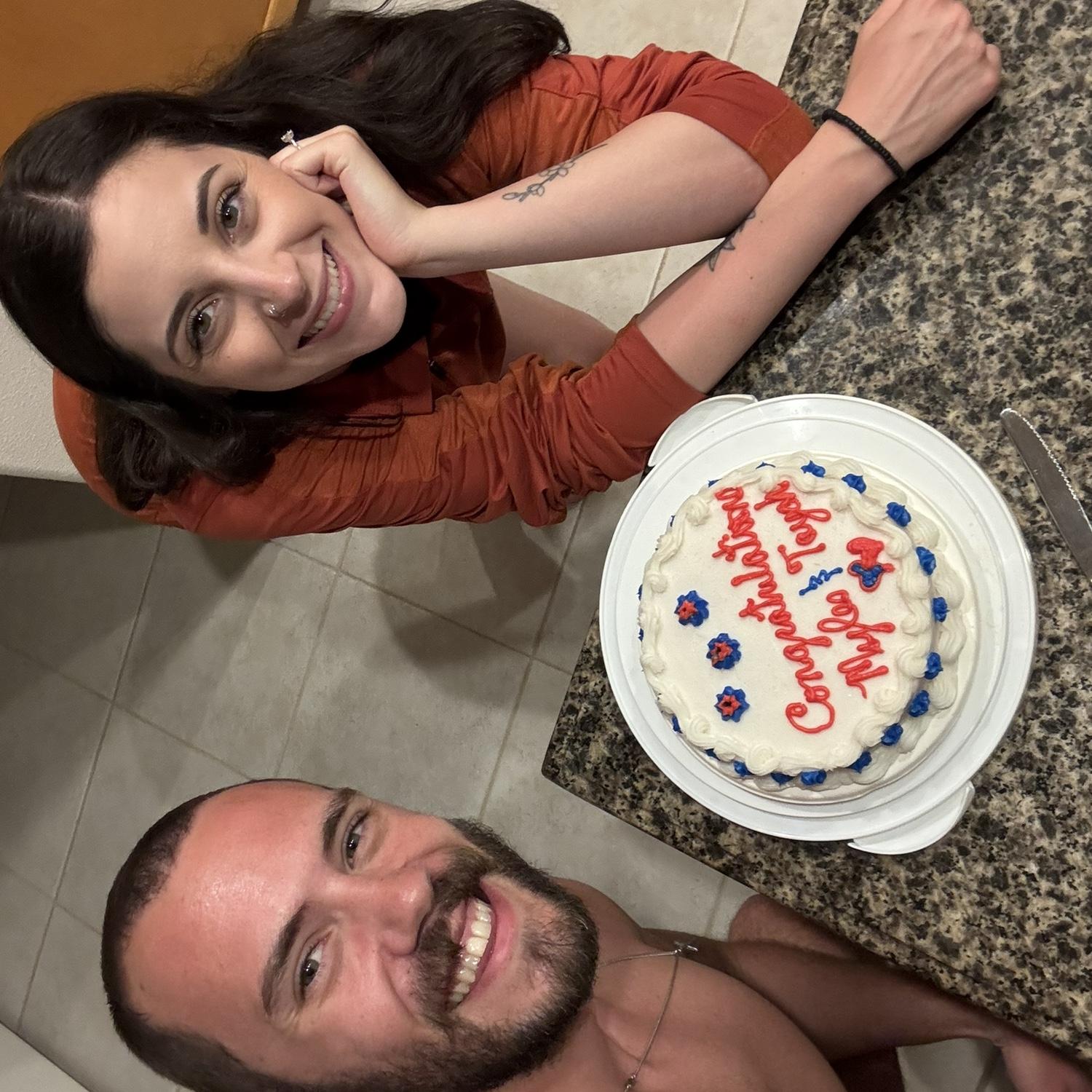 A cake that family friends made for us in Hawaii following our engagement- truly angels!