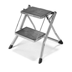 Polder LDR-90401-87 Mini 2-Step Stool, 17" High, 225 lb. (102 kg.) Capacity, Silver