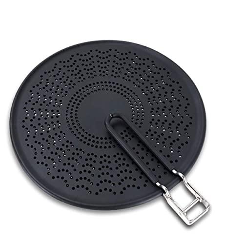 MarhJean 13" Silicone Splatter Screen - Pan Cover with Folding Handle, High Heat Resistant Oil Splash Guard - Heat Insulation Cooling Mat, Strainer, Drain Board for Frying Pan (13", black)