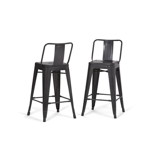 Set of 2 24" Josephine Metal Counter Height Barstools Gray - WyndenHall