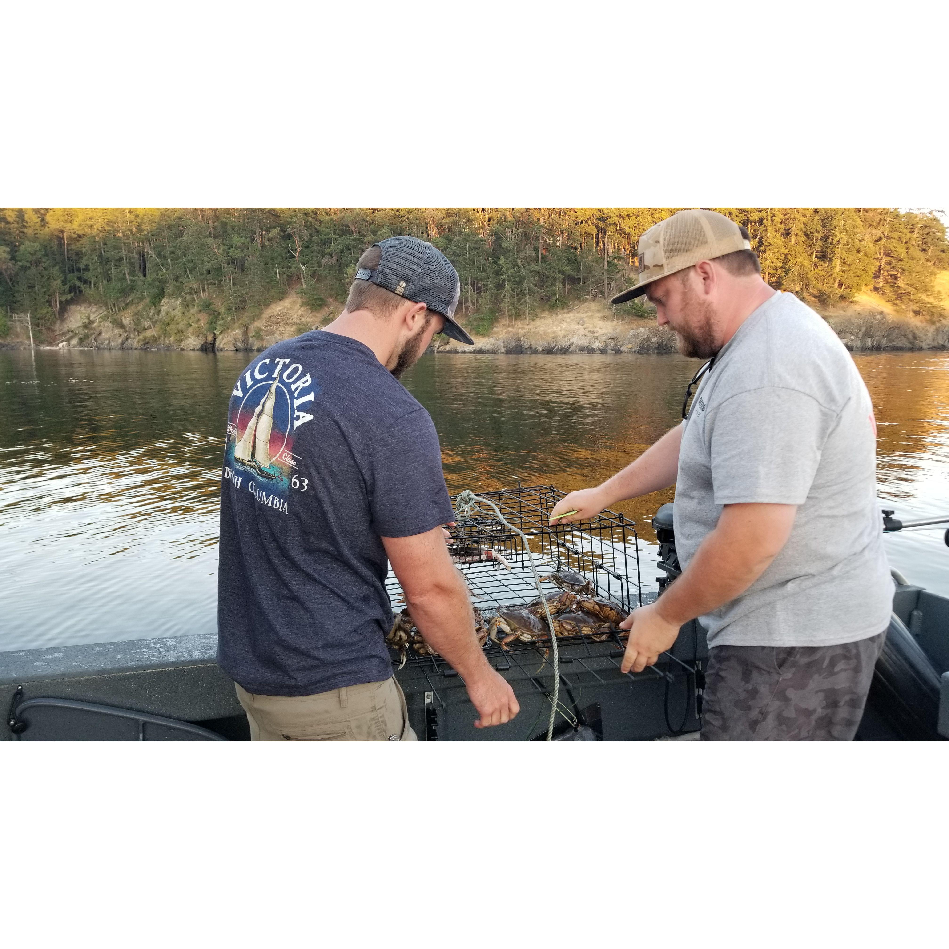 Captain Eric and his first mate Mason getting some crabs!