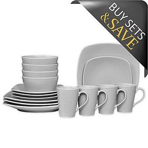 Noritake® Grey on Grey Swirl 16-Piece Square Dinnerware Set