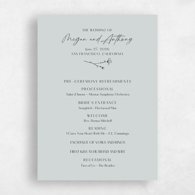 Blue Sage Mist Wedding Program - Rolland