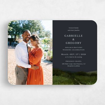 Black Rounded Wedding Invitation - Zaldia Photo