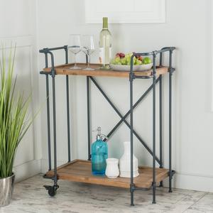 Christopher Knight Home Waldman Antique Finish Fir Wood and Iron Coffee Cart