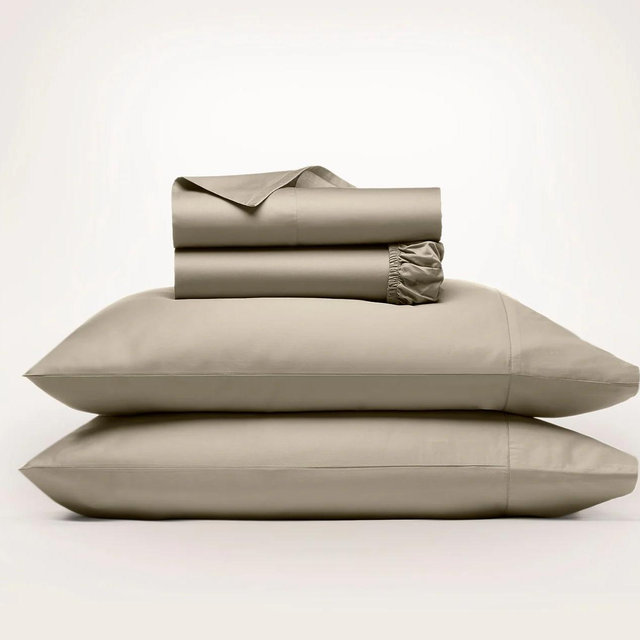 Percale Hemmed Sheet Set - OAK - KING with KING Cases