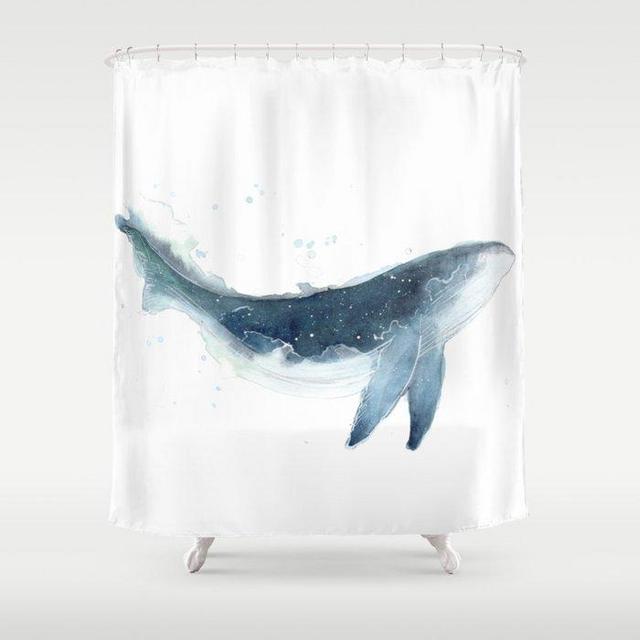 Watercolor Whale Shower Curtain