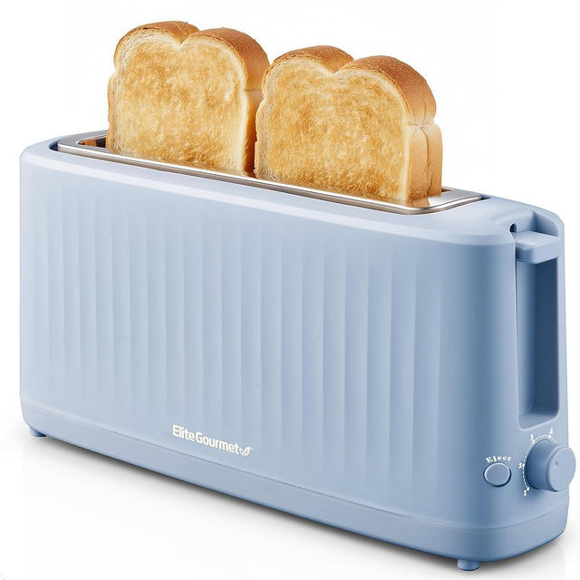 Elite Gourmet ECT2517OX SLIMTOAST™ 2-Slice, Long Slot Toaster, Cool-touch Body, 6 Toast Settings & Cancel Function, Extra Wide 1.5” Slot Easily Fits Bread, English Muffins, Bagels & Waffle, Ocean Blue
