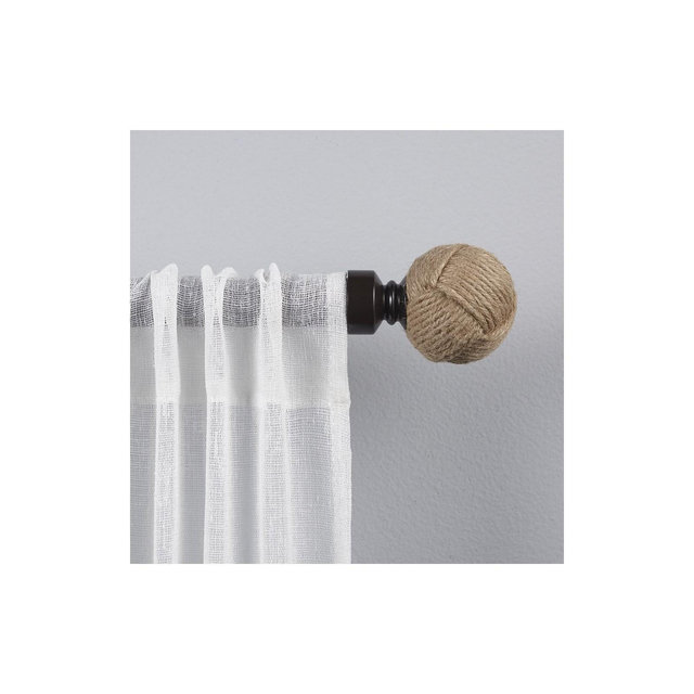 EXCLUSIVE HOME Rope Knot 1" Curtain Rod and Coordinating Finial Set, Matte Bronze, Adjustable 36"-72"
