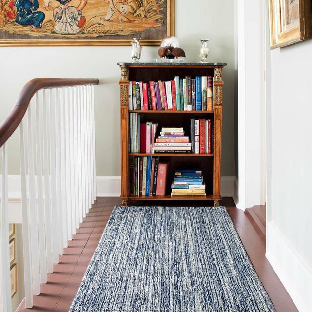 Bella Handmade Flatweave Wool Navy Area Rug