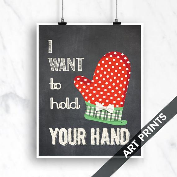 I Want to Hold Your Hand (Oven Hand Mitten) - Art Print 8x10