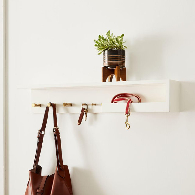 Bekins All in One Entry Storage, White Lacquer & Antique Brass